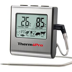 ThermoPro TP16 Termometro Cucina Digitale per Carne Barbecue BBQ Alimenti Forno Cibo con Ampio Schermo LCD e Sonda Prolungata in Acciaio Inox