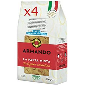 ARMANDO X4 PASTA ARMANDO LA PASTA MISTA DI SEMOLA DI GRANO DURO ITALIANO - TRAFILATA AL BRONZO - ZERO RESIDUI DI PESTICIDI E GLIFOSATO (4 X 500gr)