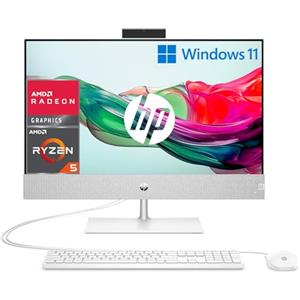 HP Pavilion 24-ca0000sl All-in-One, AMD Ryzen 5 5500U, 16GB RAM LPDDR4, 512GB SSD NVMe, Grafica Integrata AMD, Display da 23.8 FHD IPS, Wi-Fi, Webcam FHD, Windows 11, Non è Touch, Bianco, 24