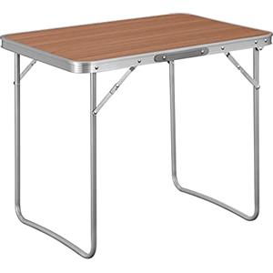 WOLTU Tavolo da campeggio pieghevole in alluminio e MDF, per picnic da giardino, tavolino da servizio portatile per spiaggia, balcone, 70 x 60 x 50 cm, rovere