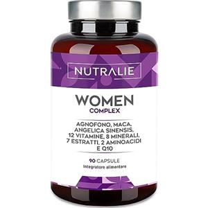 NUTRALIE Multivitaminico Donna - Energia - Equilibrio ormonale - Immunità - Pelle - Capelli - Ossa - Complesso 20 vitamine e minerali - 90 capsule Nutralie