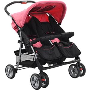 CIADAZ Passeggino Gemellare Rosa e Nero in Acciaio,Bebè e bimbi,Trasporto bebè,Passeggini-10155