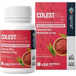 Agocap RISO ROSSO FERMENTATO COLESTEROLO - 300 COMPRESSE. Colesterolo Integratori con Coenzima q10. Moacolina K - 2,9mg. Riso Rosso Fermentato, Acido Folico e Vitamina b6 per il metabolismo LIPIDICO