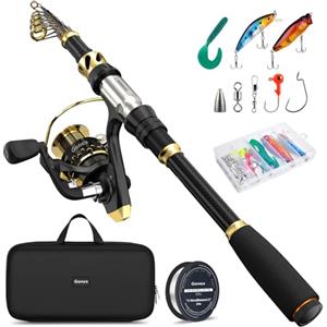 Gonex Canna da Pesca e Mulinello Combo Set di Canne Telescopica con Lenza, Kit di Esche da Pesca e Borsa per Il Trasporto, 2,7