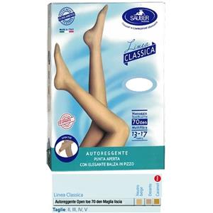 DESA PHARMA Srl Sauber Autoreggente 70 Denari Punta Aperta Maglia Liscia Neutro Beige Taglia 3