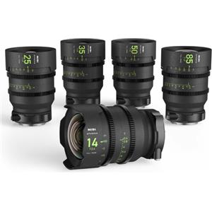 NiSi Athena Prime Kit Obiettivi Cinema - 5 Obiettivi Full Frame 14mm T2.4, 25mm T1.9, 35mm T1.9, 50mm T1.9, 85mm T1.9 con Custodia Rigida