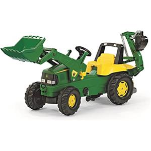 Rolly Toys 811076 - Veicolo a Pedali Junior John Deere, con Ruspa Junior e Escavatore Posteriore