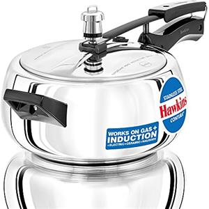 Hawkins Pentola a pressione Contura da 3,5 litri, con coperchio interno in acciaio inox, fornello Handi, fornello a induzione, argento (SSC35)
