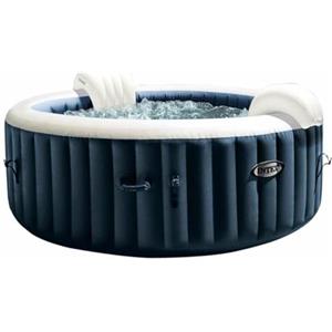 Intex 28430EX - PureSpa Vasca Idromassaggio Gonfiabile Bubble Massage, 4 posti, 140 Getti, Riscaldatore, PVC, Blu Navy, 196x71 cm