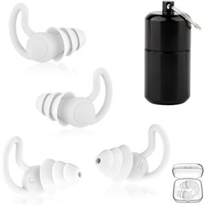 MOKIDO 2 paia di tappi per le orecchie per dormire, protezione dell'udito con contenitore in alluminio, riduzione del rumore di 40 dB, protezione dell'udito in silicone riutilizzabile, per dormire, lavoro,