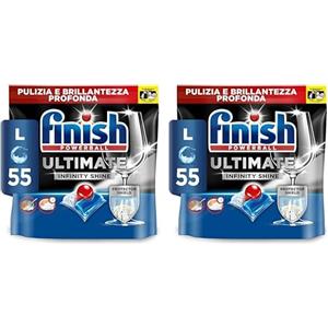 Finish Ultimate Infinity Shine Pastiglie Lavastoviglie Regular, 55 Capsule, Detergenti per Lavastoviglie contro lo Sporco e i Residui Incrostati (Confezione da 2)