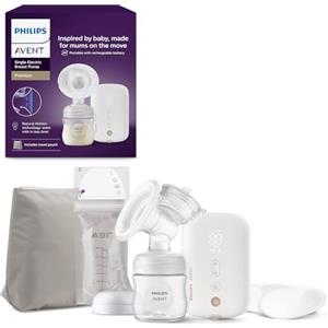 Philips Avent Single Electric Breast Pump, tiralatte di qualità ospedaliera con motore silenzioso e ricaricabile per la massima discrezione ovunque ti trovi, borsa da viaggio, modello SCF396/31