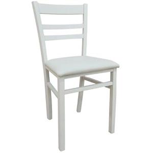 Dmora CiudadRodr, Sedia Classica in Legno con fondello in Ecopelle, Ideale per Sala da Pranzo, Cucina o Salotto, Cm 41x43h86, Bianco, Singola