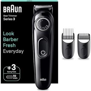 Braun Series 3 RASOIO ELETTRICO BARBA, Con lama barba Ultra Affilata, REGOLABARBA UOMO 40 Lunghezze, 50 Minuti Di Utilizzo Senza Fili, BT3410 Nero