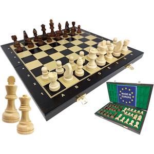 ChessEbook Set di scacchi 40x40 cm. - Scacchiera di legno - Set da scacchi pieghevole - Lavorazione artigianale