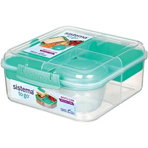 Sistema Bento Box TO GO | Portapranzo con vasetto per yogurt/frutta | 1,25 l | Senza BPA | Verde Acqua