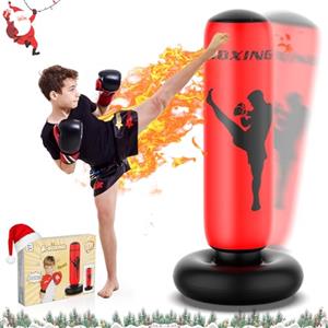 X XBEN Sacco da Boxe per Bambini, 170CM Pungiball Bambini, Stabile, Gonfiabile, Regalo per Ragazzi e Ragazze dai 3-14 Anni, per Praticare Karate, Taekwondo, MMA
