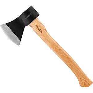 Mivos Ascia per Beil 1000 g con manico in legno di hickory e lama in acciaio al carbonio - Accetta a mano per giardino e foresta - Ascia da spaccatura universale piccola e compatta