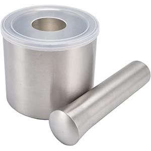 Uadme Mortaio con Pestello in Acciaio Inox,Pelapatate Per Mortaio in Pietra, Pestello in Pietra per Frantumare e Schiacciare Spezie in Casa,Per Pesto e Impasti Secchi e Umidi di Ogni Tipo