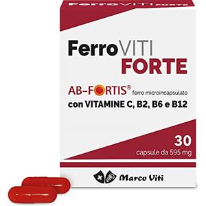 Marco Viti Ferro Viti - Forte, Integratore di Ferro Microincapsulato con Vitamina B2, Combatte Affaticamento e Spossatezza, 30 Capsule da 590 mg,