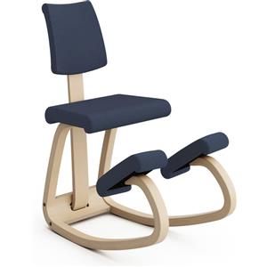 Varier Variable Plus Sedia Ergonomica Blu con Schienale Imbottito in Legno Naturale e Tessuto Riciclato
