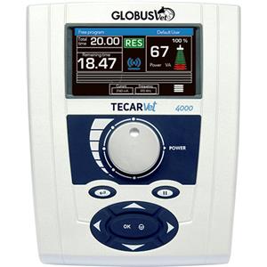 Globus TecarVet 4000 - Dispositivo professionale di tecarterapia per cani e gatti con 20 programmi preimpostati