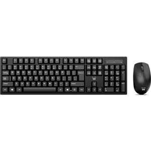 Ewent Kit Set Tastiera e Mouse Wireless, Layout QWERTY Italiano per PC/Notebook/Laptop, Windows, unico ricevitore USB, nero