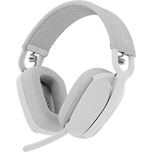 Logitech Zone Vibe 100 Cuffie Wireless Over-Ear Leggere con Microfono con Eliminazione del Rumore, Auricolare Bluetooth Multipoint, Compatibile con Teams, Google Meet, Zoom, Mac/PC - Bianco