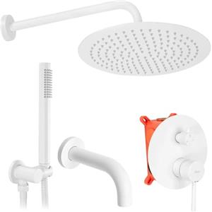 Rea Lungo Set Doccia e Vasca da Incasso Bianco con Soffione 25x25 cm e Tubo 150 cm