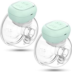 Kiinde Tiralatte elettrico: Tiralatte elettrico a mani libere - Tiralatte elettrico portatile con 3 modalità - 9 livelli di aspirazione e funzione di memoria, basso rumore (2 pezzi, verde)