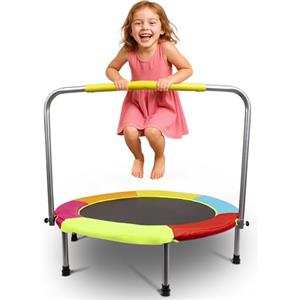 HLC Trampolino pieghevole per bambini da 94 cm, con maniglia di sicurezza, mini trampolino per interni ed esterni, peso massimo 60 kg