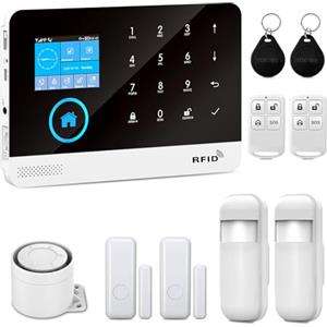 XNY Kit Allarme Casa Senza Fili 4G, Antifurto Allarme Casa WiFi con Controllo APP, Kit da 10 pezzi (Rilevatore di Movimento, Sensore per Porte e Finestre, Sirena, Telecomando) Compatibile con Alexa