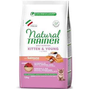 Trainer Natural Cibo Secco per Gattini al Salmone - 1,5 kg, Completo e Bilanciato per Gatti da 1 a 6 Mesi