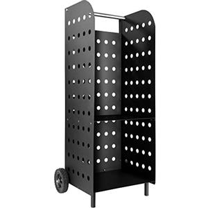 tectake® Carrello Portalegna con Ruote, Portatutto in Lamiera Perforata, Ripiano Aggiuntivo, Carrello Porta Attrezzi, Stabile e Robusto per Interno ed Esterno - Nero