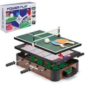 PowerPlay Giochi da tavolo 3 in 1, set da tavolo multi gioco, mini calcio, hockey e ping pong, taglia unica