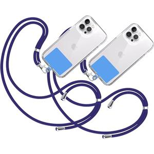 TBOC 2X Cordino Catenella Laccio Strap Porta Cover [Blu Elettrico]con Toppa di Fissaggio [Blu] per Telefono Cellulare da Collo - Tracolla Catenina con Cordini Accessori Telefoni Universale Laccetti