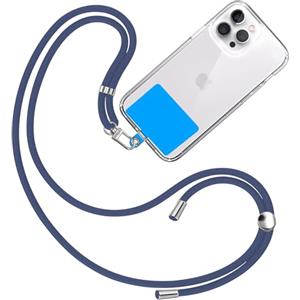 TBOC Cordino Catenella Laccio Strap Porta Cover [Blu Navy] con Toppa di Fissaggio [Blu] per Telefono Cellulare da Collo - Tracolla Catenina con Cordini Accessori Telefoni Universale Laccetti