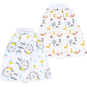 FLYISH DIRECT 2 Pezzi Pantaloni da Allenamento per Bambini Pantaloni da Pannolino assonnato Pantaloni da apprendimento Pull-up per urina Tessuto di Cotone con Vita Alta, M(1-4T), 1-4 Anni