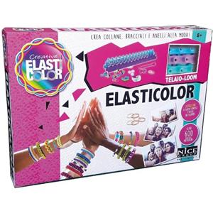 Nice Elasticolor - Kit Completo per Creare Collane, Anelli e Braccialetti con Telaio Estensibile e 600 Elastici Colorati