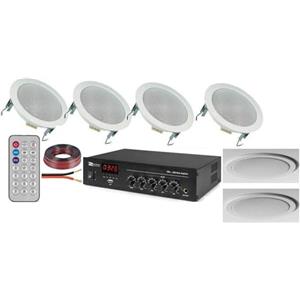Power Dynamics KIT AUDIO FILODIFFUSIONE BLUETOOTH+USB+RADIO FM+TELECOMANDO+6 CASSE DA INCASSO 16,5