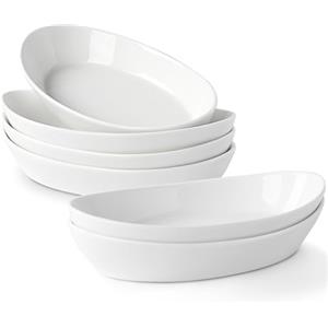 UIBFCWN Set di 6 Piatti da Forno in Ceramica, 300ML, 19.5 x 11.3 x 3.7cm, Pirofile da Forno in Ceramica Ovali, Ciotole in Porcellana per Creme Brûlée, Pirofila in Porcellana per Lasagne Torta Casseruola Tapas