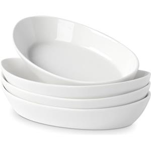 UIBFCWN Set di 4 Piatti da Forno in Ceramica, 300ML, 19.5 x 11.3 x 3.7cm, Pirofile da Forno in Ceramica Ovali, Ciotole in Porcellana per Creme Brûlée, Pirofila in Porcellana per Lasagne Torta Casseruola Tapas