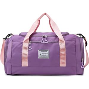 Vllcsla Borsa Sportiva Uomo Donna, 28L, Borsone Palestra Donna con Scomparto Scarpe, Tasca Bagnata, Borsa Palestra Leggero Impermeabile, Borse da Viaggio Fine Settimana, Pieghevoli, Porpora