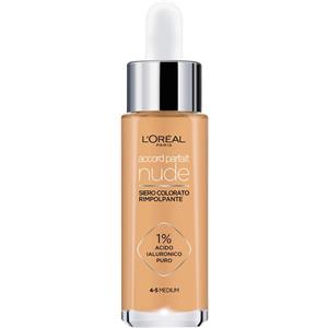 L'Oréal Paris Accord Parfait Nude - Siero Colorato Rimpolpante 4-5 Medium con 1% di Acido Ialuronico, Texture Leggera e Finish Naturale