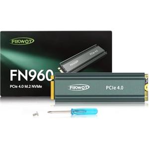 Fikwot FN960 512GB M.2 2280 PCIe Gen4 x4 NVMe 1.4 Unità interna a stato solido con dissipatore di calore - Velocità fino a 4800MB/s, Cache SLC dinamica, SSD Interno Compatibile PS5