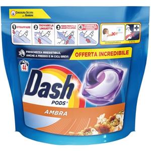 Dash Pods Detersivo Lavatrice In Capsule, Ambra, 44 Lavaggi 884,4 g