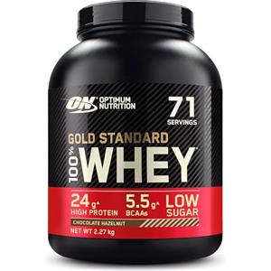 Optimum Nutrition Gold Standard 100% Whey Proteine in polvere per lo Sviluppo e il Recupero Muscolare con Glutammina e Aminoacidi BCAA Naturali, Gusto Nocciola e Cioccolato, 71 Dosi, 2,27 kg