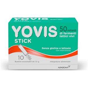 YOVIS Stick, Probiotici per il Benessere Intestinale, 50 Miliardi di Fermenti Lattici Vivi, Senza Glutilne e Lattosio, 10 Bustine Orosolubili