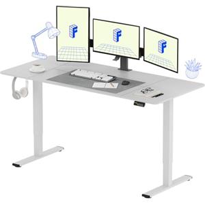FLEXISPOT 180 * 80cm Scrivania Regolabile in Altezza Con Ganci Standing Desk Scrivania Elettrica Scrivania Motorizzata(Bianco+Bianco)