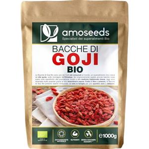 Amoseeds Bacche di Goji BIO 1KG | Himalaya, Essiccate al sol, Senza Zuccheri Aggiunti | 100% crude | Qualità Superiore